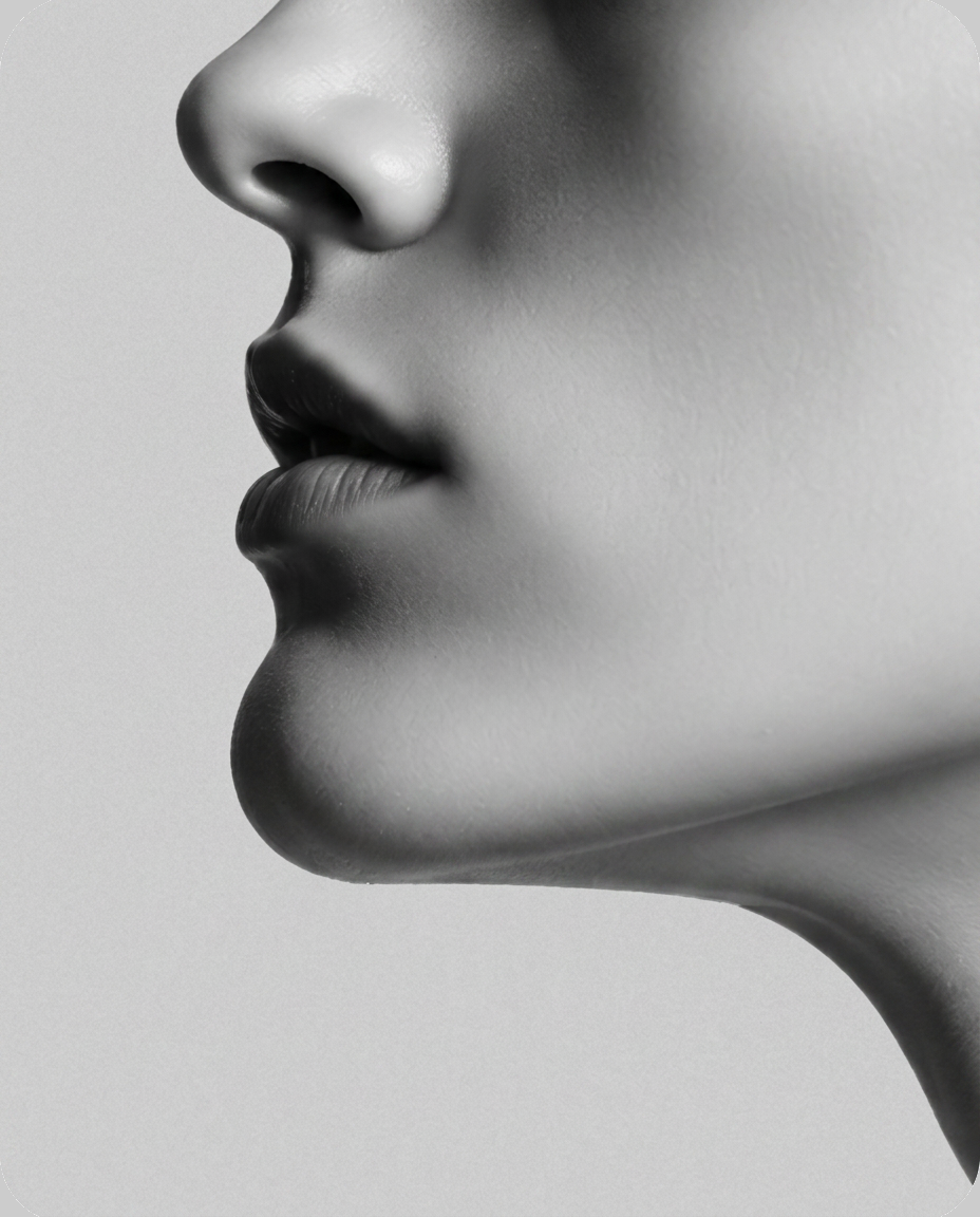 Close-up of a jawline in profile