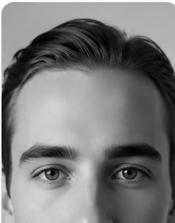 Close-up of a forehead and hairline